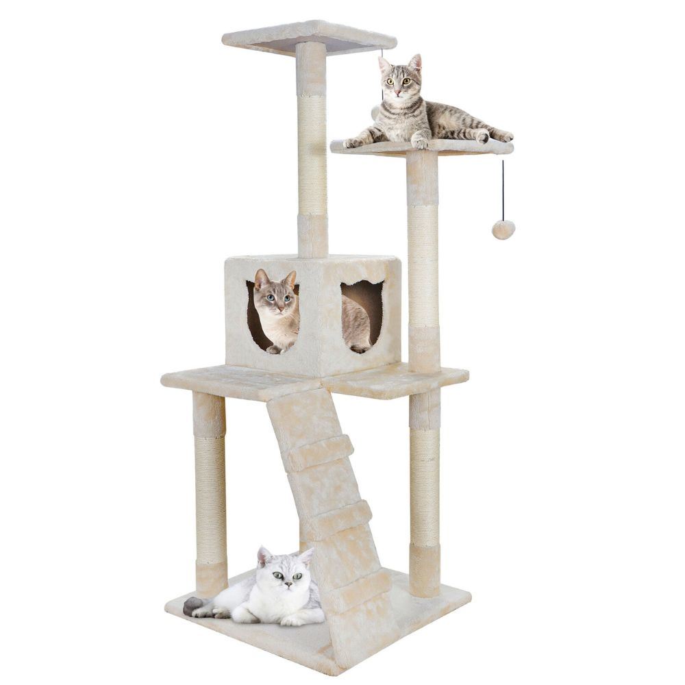 Cat Tree House With Scratching Post & Stairs Doba